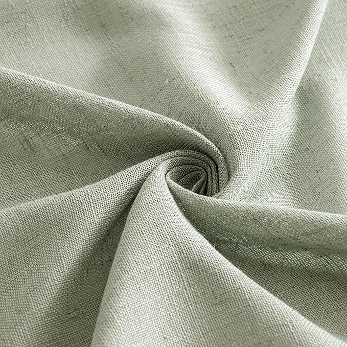 MIULEE Sage Linen Curtains 63 Inch Length 2 Panels for Bedroom Living Room,Green Soft Thick Linen Textured Kitchen Window Drapes Semi Sheer Light Filtering Back Tab Rod Pocket Burlap Look Decor