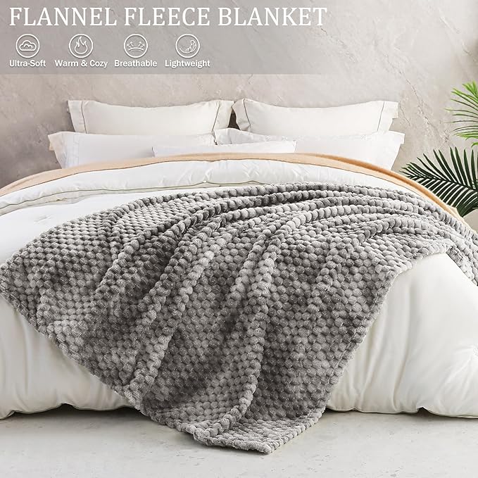 Exclusivo Mezcla Fleece Twin Blanket for Bed, Extra Large Fuzzy Tie-dye Grey Bed Blankets, Soft Cozy Plush Sofa Throws for All Seasons, 90x66 Inches