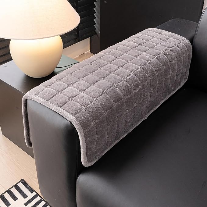 Velvet Couch Cover, Washable Sectional Sofa Cover, Anti Slip Sofa Slipcover for 3 Cushion Couch Sofa L Shaped Armrest Backrest, Furniture Protector Covers for Pets Kids(Dark Grey, Only 1 PCS)