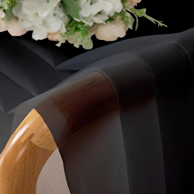 Aiyufeng 2 Panels Extra Long Sheer Window Curtains 120 Inches Length, Elegant Window Voile Panels/Drapes/Scarf/Treatment/Backdrop for Living Room Wedding Party Home Decor (40W x 120L inches, Black)