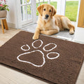 Smiry Dog Door Mat for Muddy Paws, Absorbent Dirt Trapper Non Slip Quick Dry Washable Chenille Mat for Mud Dogs, Entry Rug for Indoor and Outdoor (36x24 Inches, Coffee and White)