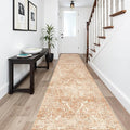 2'6"x14' Washable Hallway Runner Rug - Non Slip Kitchen Runner Rugs with Rubber Backing Vintage Low-Pile Carpet Runners for Entryway Dining Room Laundry Room Home Decor (Brick)