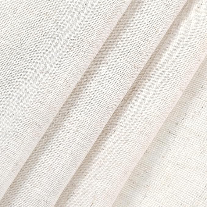 Ivory White Linen Curtains 90 inch for Living Room Back Tab Rod Pocket Semi Sheer Cotton Textured Gauze Curtain Modern Farmhouse Coastal Decor 90 inches for Dining Room Office