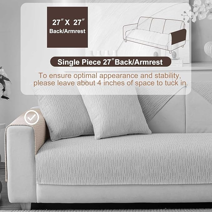 Soft Waterproof Chenille Cover Washable, Non Slip Sectional Sofa Covers for 3 Cushion Couch Sofa L Sharped Sofa Slipcover for Pets, Furniture Protector (1 PCS 27"x27" Coffee)