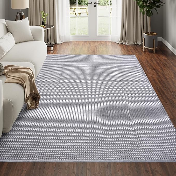YDKGL Boho Washable Area Rugs 5x7 ft, Non Slip Area Rug for Living Room, Braided Office Rugs Bedroom Rug Woven Washable Indoor Floor Carpets for Office Dining Bedroom Living Room, Easy to Clean, Gray