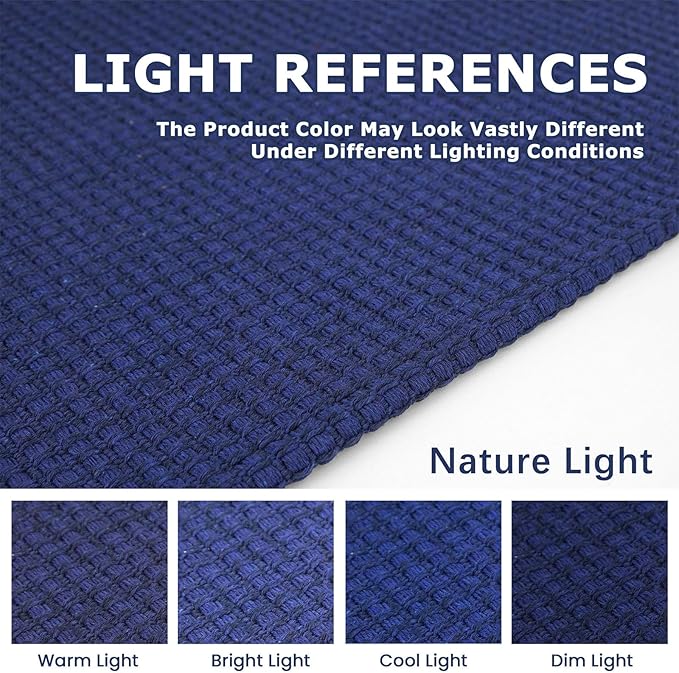 KOZYFLY Runners for Hallways 2.6x8 ft Washable Kitchen Runner Non Slip Rubber Backed Hall Runners Cotton Entryway Runner Rugs Floor Carpet for Indoor Backdoor Bedroom Kitchen, Royal Blue/Navy