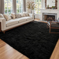 5x8 Ft Extra Large Shag Rugs for Living Room, Ultra Soft Fluffy Furry Area Rugs for Bedroom Indoor Floor, Aesthetic Carpet for Kids Home Decor (Black)