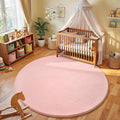 Amearea Pink Round Area Rugs 5ft Washable Circle Rugs for Bedroom Living Room, Fluffy Indoor Thickened Memory Foam Rug, Non Slip Minimalist Circular Carpet for Kids Boys Girls Dorm Nursery Room Decor