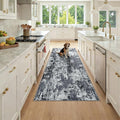 Washable Area Rugs 3x7 Non-Slip Modern Abstract Soft for Living Room Entryway Bedroom Nursery, Print Pattern, Black Navy Blue Gray