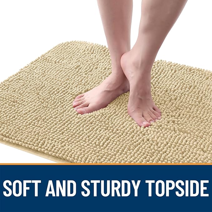OLANLY Dog Door Mat for Muddy Paws 47x32, Absorbs Moisture and Dirt, Absorbent Non-Slip Washable Doormat, Quick Dry Chenille Mud Mat for Dogs, Entry Indoor Entryway Carpet for Inside Floor, Sand