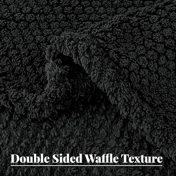 Whale Flotilla King Size Fuzzy Fleece Blanket for Bed, 90x104 Inch Fluffy Warm Soft Jacquard Blankets for All Season, Lightweight and Cozy, Black