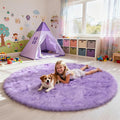 yulidayang Purple Fluffy Round Area Rugs for Bedroom,6'X6'Shag Circle Area Rugs for Girls Room,Non Slip Fuzzy Plush Rug for Kids Room Living Room and Dorm Home Decor Rug