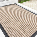 OLANLY Front Door Mat Indoor Outdoor Entrance, Waterproof Heavy Duty Doormat, Fade Resistant, Low Profile, Easy Clean Patio Porch Welcome Floor Mats for Entry, 35x23, Beige