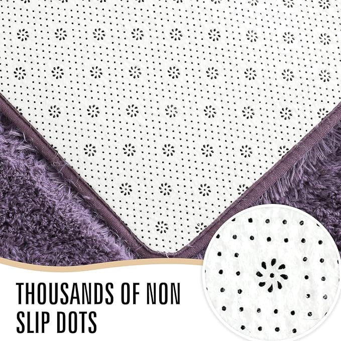 LOCHAS Ultra Soft Indoor Modern Area Rugs Fluffy Living Room Carpets for Children Bedroom Home Decor Nursery Rug 4x5.3 Feet,Grey Purple