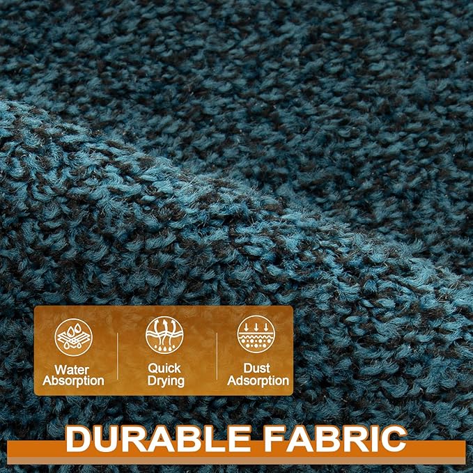 Mibao Front Door Mat, Dirt Trapper Welcome Mat for Outdoor Indoor, Non-Slip Waterproof Doormat, Durable Machine Washable Low Profile Entry Rug for Back Door Outside Patio Porch, 32" x 20", Blue