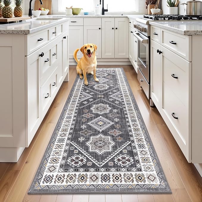 HEBE Washable Kitchen Rugs Runner 2'x 6', Non Slip Hallway Runner Rug, Low Pile Entryway Rug Laundry Room Mat Kitchen Carpet Runners for Hallways, Bathroom, Laundry, Bedside Rug