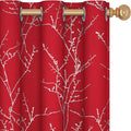 Deconovo Christmas Red Curtains, Blackout Drapes, Soundproof Curtain, Silver Print, 42 x 63 Inch Long, 2 Panels, Machine Washable Window Panel for Living Room Bedroom Festival Party Decoration Kitchen
