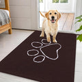 OLANLY Dog Door Mat for Muddy Paws 44x32, Paw Print Design, Absorbs Moisture and Dirt, Absorbent Non-Slip Washable Doormat, Quick Dry Chenille Mud Mat for Dogs, Entry Indoor Entryway Carpet, Brown