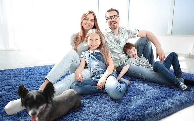 LOCHAS Ultra Soft Indoor Modern Area Rugs Fluffy Living Room Carpets for Children Bedroom Home Decor Nursery Rug 3x5 Feet, Light Navy