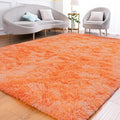 Goideal Fluffy Rug for Bedroom Living Room, 4x6 Orange Area Rugs, Faux Fur Shag Modern Carpet Ultra Soft Girls Boys Room Home Decor, Tie-Dyed