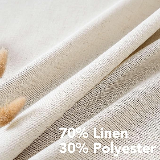 H.VERSAILTEX Elegant Natural Linen Blended Energy Efficient Light Filtering Linen Textured Curtains/Nickel Grommet Window Treatments Panels/Drapes (Set of 2, Ivory, 52"W x 45"L)