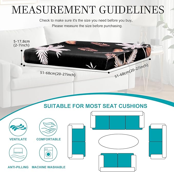 14Pcs Stretch Patio Cushion Covers,Outdoor Couch Covers Replacement,Outdoor Couch & Sofa Slipcovers,for Patio Furniture Cushion Cover,Washable Reusable Furniture Protector (Coconut Ttrees,Cover Only)