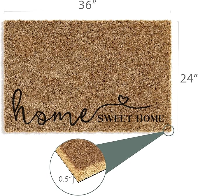 Barnyard Designs Doormat Welcome Mat for Outdoors, Large Front Door Entrance Mat, Brown (Home Sweet Home Script, 36x24)
