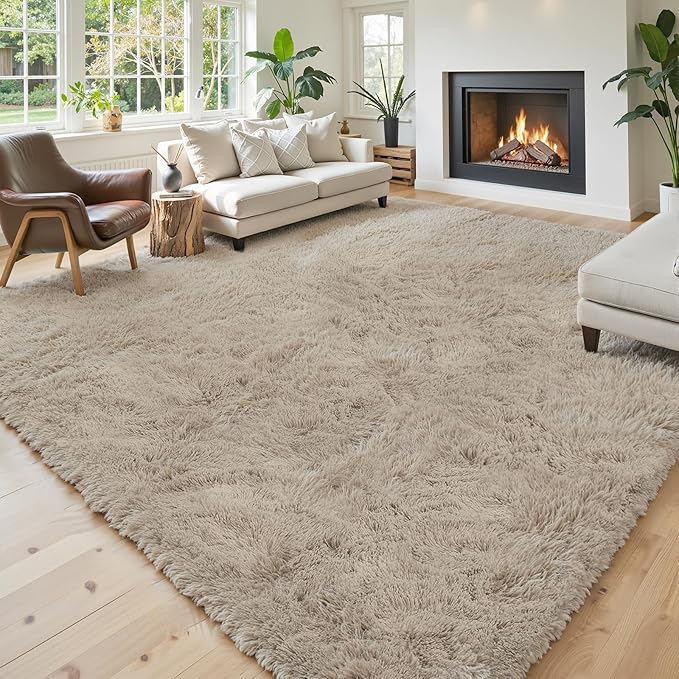 Rugs for Living Room 6x9, Alfombras para Salas Shag Large Plush Soft Area Rug, Shaggy Carpets for Bedroom, Kids Boys Girls Home Decor Aesthetic(Beige, 6 x 9)