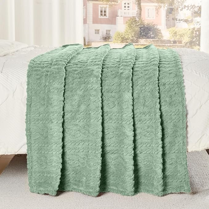 50x70 Inch Green Throw Blanket - Soft & Fluffy Fleece, Cute & Aesthetic, Perfect for Sofa, Couch, Chair, Bed, Living Room & Bedroom, All-Season Use, Plush & Cozy Decorative Blanket