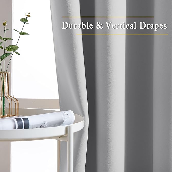 NICETOWN Insulated Blackout Curtains and Drapes - Energy Saving Thermal Insulated Solid Grommet Blackout Draperies for Sliding Glass Door/Patio (1 Pair, W80 x L84, Silver Grey)
