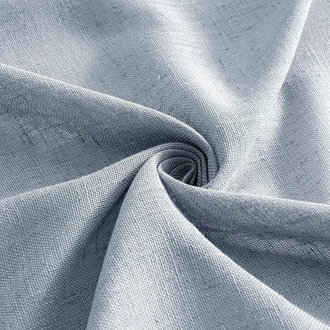 MIULEE Chambray Blue Linen Curtains 108 Inches Long 2 Panels for Bedroom Living Room, Soft Linen Textured Window Drapes Semi Sheer Light Filtering Back Tab Rod Pocket Farmhouse Burlap Look Decor