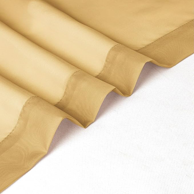 Chyhomenyc Gold Sheer Curtains 36 inch Length 2 Panels Set, Light Filtering Voile Rod Pocket Short Window Curtians for Bathroom Living Room Farmhouse Small Windows, Each 42Wx36L in, 2PCS, Gold