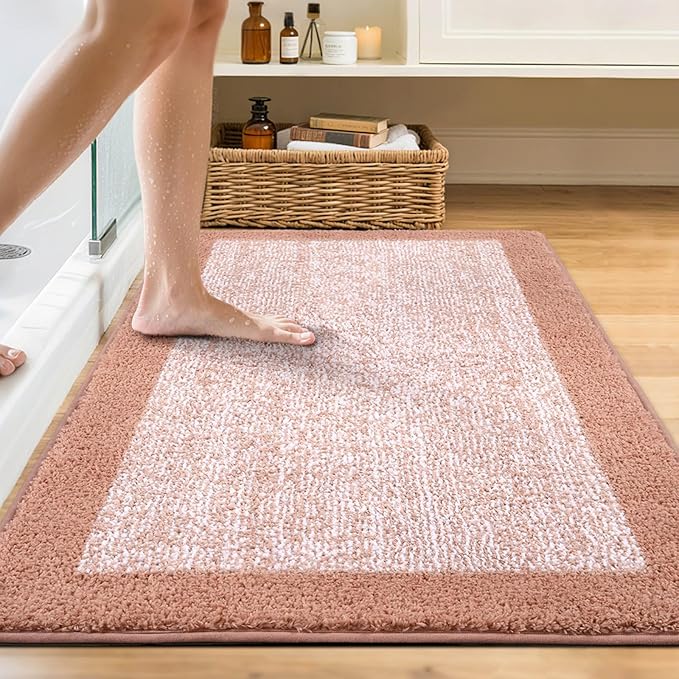 48x32 Large Bathroom Rugs Washable Non Slip, Pink Bath Mat for Bathroom Floor Tub, Soft Absorbent Quick Dry Mats for Shower, Bathtub,Home Decor
