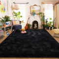 Amearea 8x10 Premium Soft Fluffy Rug Modern Shag Carpet, Fuzzy Shaggy Rugs for Bedroom Living Room Teen Apartment Decor, Comfortable Indoor Furry Dorm Carpets, Black