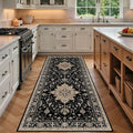 Area Rugs 3'x6' Runner Rug Non Slip Washable for Kitchen Hallway Bedroom Beside Laundry Room Bathroom Rug, Floor Carpet, Black Brown Neutral Dark Tan