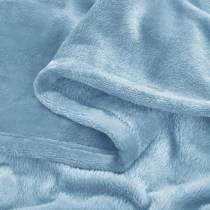 BEDELITE Fleece Blanket Twin Size Washed Blue Throw Blankets for Couch & Bed, 300GSM Luxury Plush Cozy Fuzzy Blanket 60x80 inches, Super Soft Warm Lightweight Throw Blanket for Travel Camping