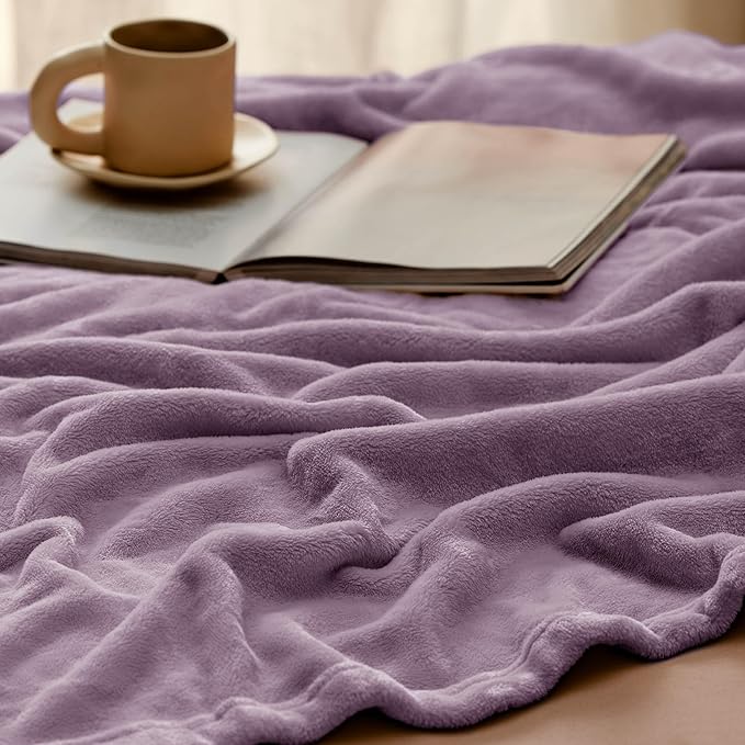 Bedsure GentleSoft Fleece Blankets Twin Size Fog Purple - 300GSM Lightweight Plush Fuzzy Cozy Soft Blanket for Bed, Sofa, Couch, Travel, Camping, 60x80 inches