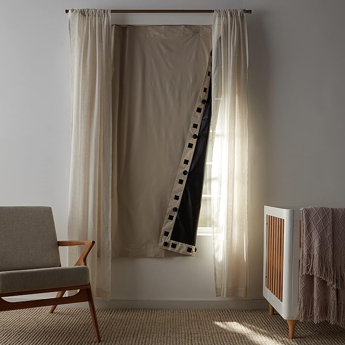 Amazon Basics Portable Blackout Curtain Shade with Suction Cups, Noise Reducing, Energy Saving, 100% Polyester, 50"W x 78"L, Beige, 1-Pack