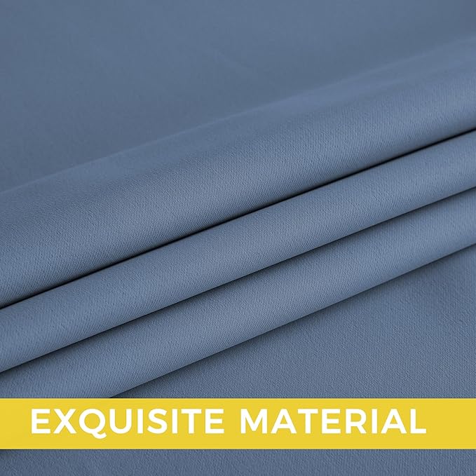 NICETOWN Room Darkening Draperies Curtains Panels, 2 Panels Stone Blue W52 x L90