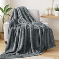 Exclusivo Mezcla Plush Fuzzy Fleece Throw Blanket Extra Large, Super Soft, Fluffy and Warm Blankets for Couch, Bed, All Season (Dark Grey, 50x70 inches)