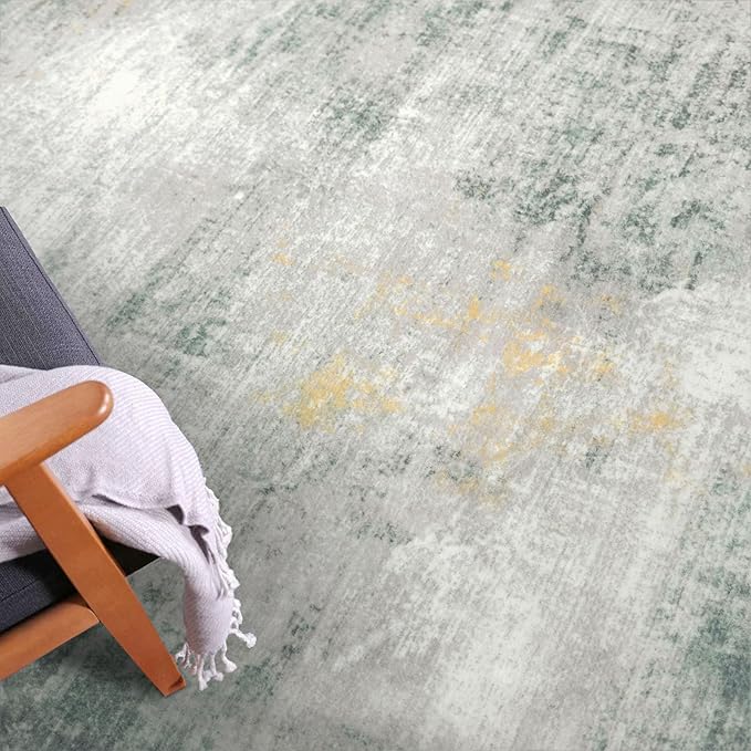 IOHOUZE Abstract Runner Rug 2x6 Ft Washable Runners for Hallways, Non Slip Kitchen Runner Printed Faux Wool Entryway Runner Indoor, Modern Abstract Carpet for Hall Kitchen, Light Green/Gray/Orange