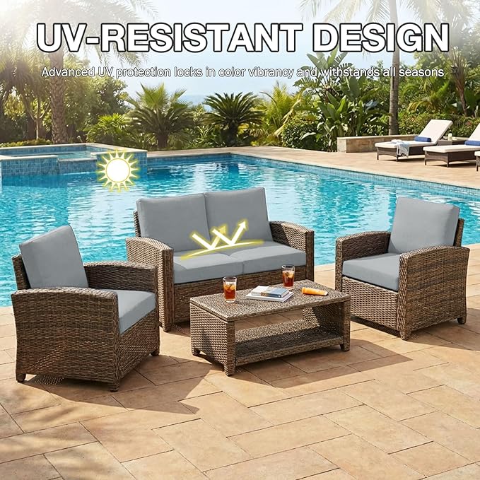 hyha 14Pcs Patio Cushion Covers, Stretch Outdoor Couch Cushion Covers Replacement, Washable Outdoor Chair/Sofa Slipcovers for Patio Furniture Cushions Protector with Elastic Bottom(Gray,Cover Only)