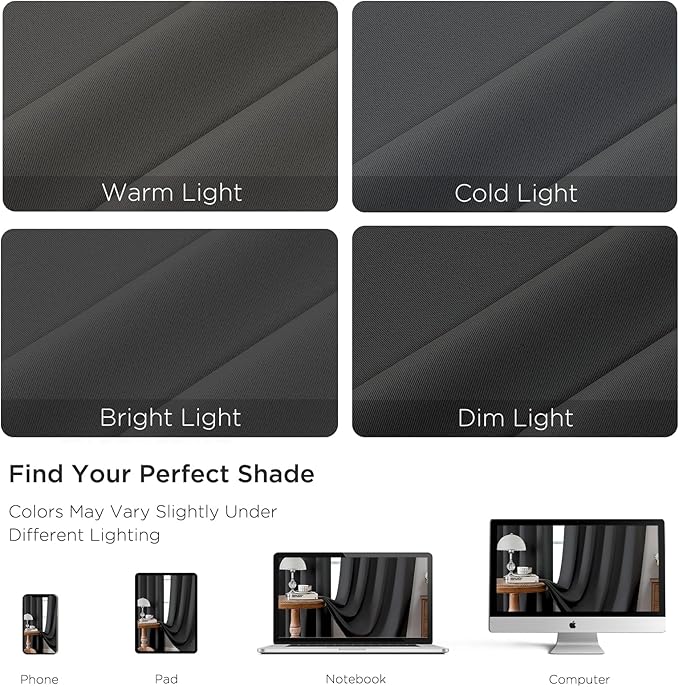 CUCRAF Dark Grey Blackout Curtains Customize, Rod Pocket Room Darkening Curtain for Bedroom Living Room, Thermal Insulated Window Drapes 1 Panel (Custom Size, Color)