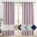 NICETOWN Pink Vintage Linen 100% Blackout Curtains for Living Room, Thermal Insulated Curtains 108“ Long, Noise Reducing Window Treatment Drapes for Home Office, 62" Wide Per Panel, Set of 2
