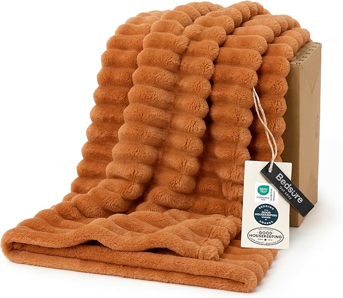 Bedsure GentleSoft Orange Fall Throw Blanket for Couch - Cozy Soft Blankets for Women, Cute Small Fall Throws for Girls, Orange, 50x60 Inches