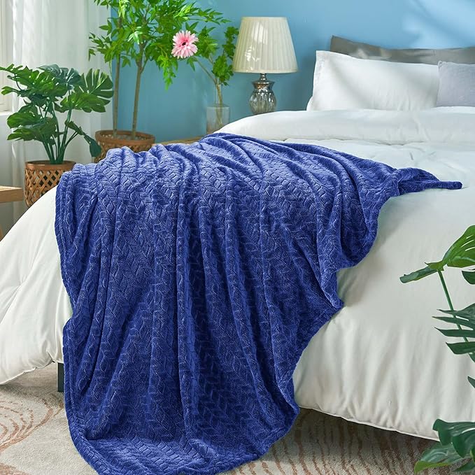 inhand Royal Blue Throw Blanket, Super Soft Fuzzy Blanket for Couch Sofa Bed Office, Cozy Plush Fleece Blanket Throw Size, Washable Lightweight Flannel Blankets Throw for All Season, 50x60 Inches