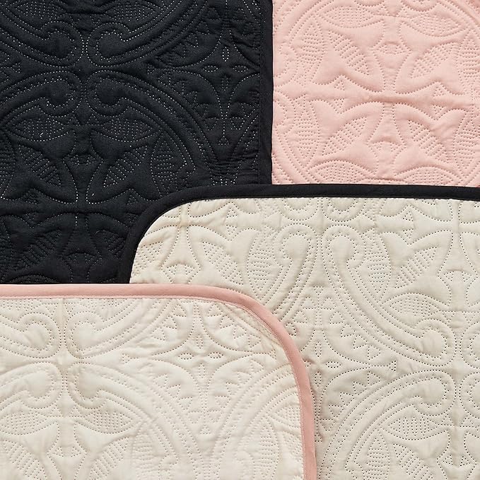 Great Bay Home Reversible Recliner Cover - Washable Slipcover Furniture Protector with Elastic Straps - Perfect for Kids & Pets - Quilted & Stitched Detail (Dusty Rose/Taupe)