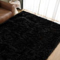 Goolela Black Area Rug 9x12 Fluffy Fuzzy Furry Rug for Living Room Bedroom Faux Sheepskin Fur Shaggy Soft Rectangle