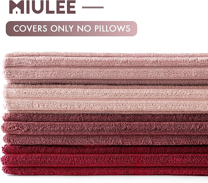 MIULEE Boho Farmhouse Throw Pillow Covers 18x18 Inch Set of 4 Romantic Decorative Cushion Covers Spring Corduroy Home Decor for Feminine Valentines Couch Bed Sofa Living Room Aesthetic Pink