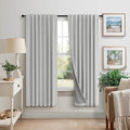 Pitalk 63 Inch Length Curtains for Living Room Black Out 2 Panel Faux Linen Rustic Country Farmhouse Style Room Darkening Light Gray Blackout Curtains for Bedroom Dove Grey 52 x 63 Inches Long